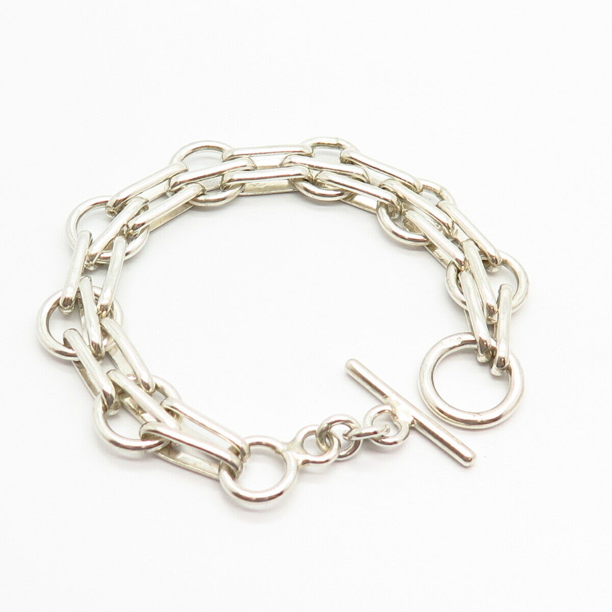 925 Sterling Silver Fancy Gate Link Bracelet 7"