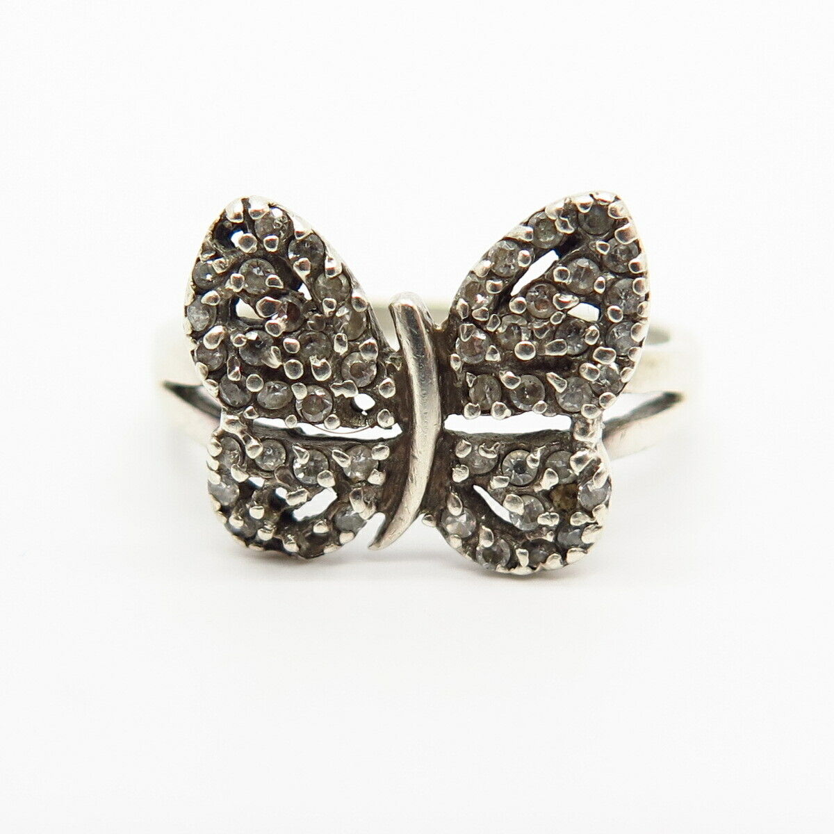 925 Sterling Silver C Z Butterfly Design Ring Size 7.5