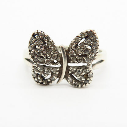 925 Sterling Silver C Z Butterfly Design Ring Size 7.5