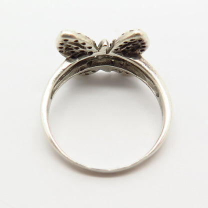 925 Sterling Silver C Z Butterfly Design Ring Size 7.5