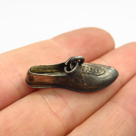 925 Sterling Silver Vintage Shoe Design Charm Pendant