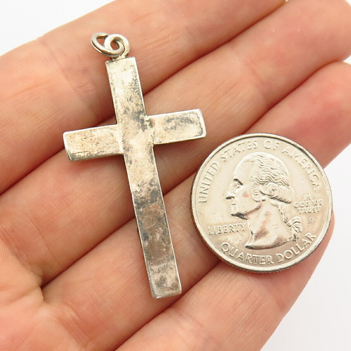 925 Sterling Silver Swirl Design Cross Pendant