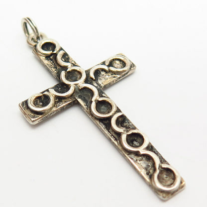 925 Sterling Silver Swirl Design Cross Pendant