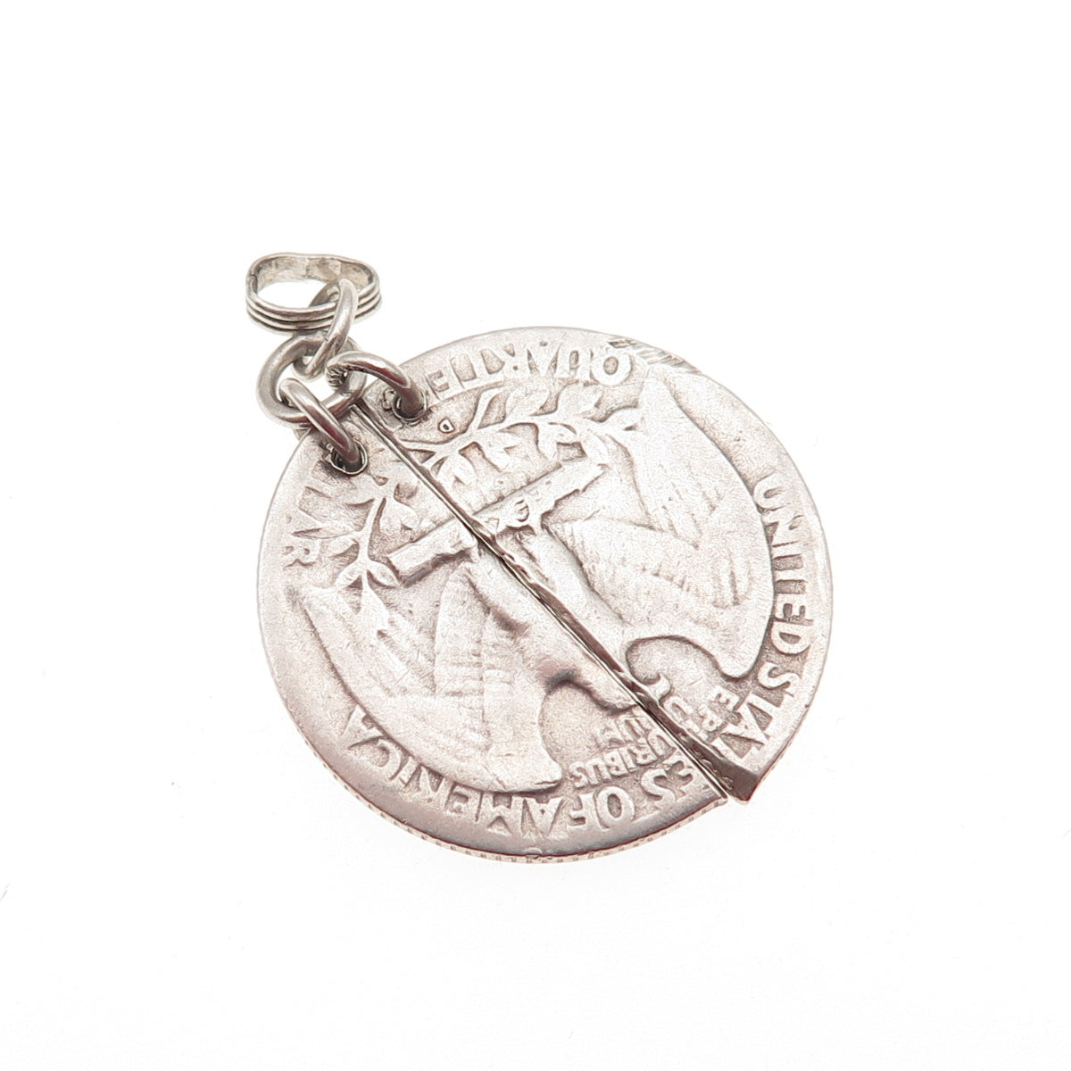 900 Silver Antique 1946 US Washington Quarter 2-Piece Coin Charm Pendant