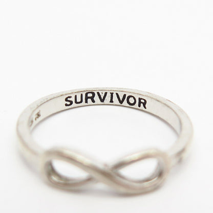 925 Sterling Silver "Survivor" Infinity Design Ring Size 7