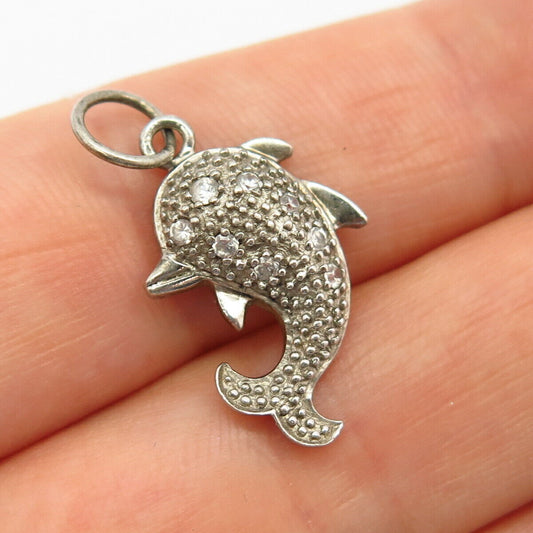 925 Sterling Silver C Z Fish Design Pendant