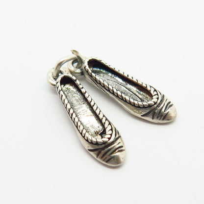 925 Sterling Silver Ballet Flat Shoes Design Charm Pendant