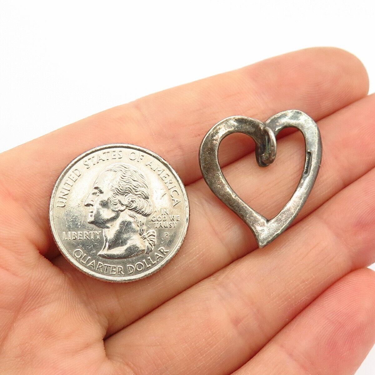 925 Sterling Silver Open Heart Design Slide Pendant