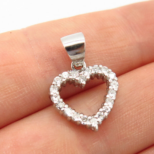 925 Sterling Silver C Z Open Heart Design Pendant