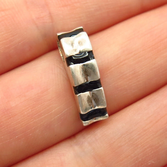 925 Sterling Silver Enamel Striped Design Slide Pendant