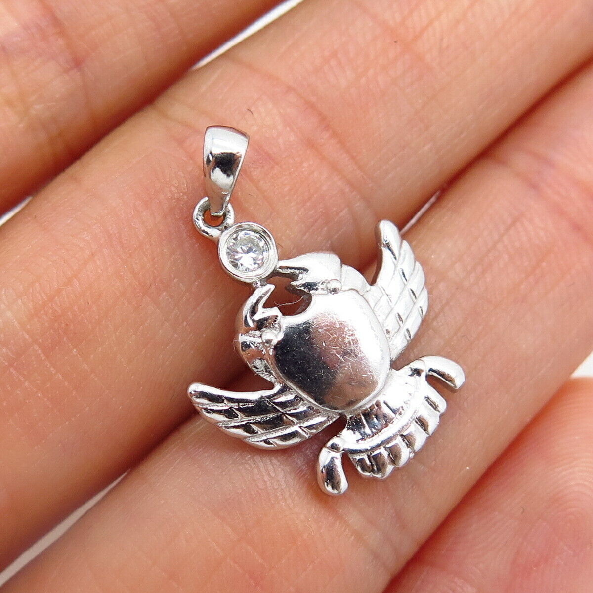 925 Sterling Silver C Z Crab / Cancer Design Pendant