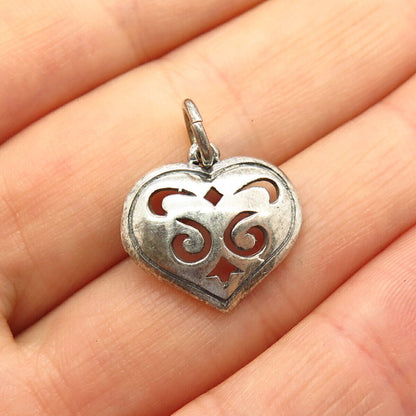 925 Sterling Silver Cutout Swirl Heart Pendant