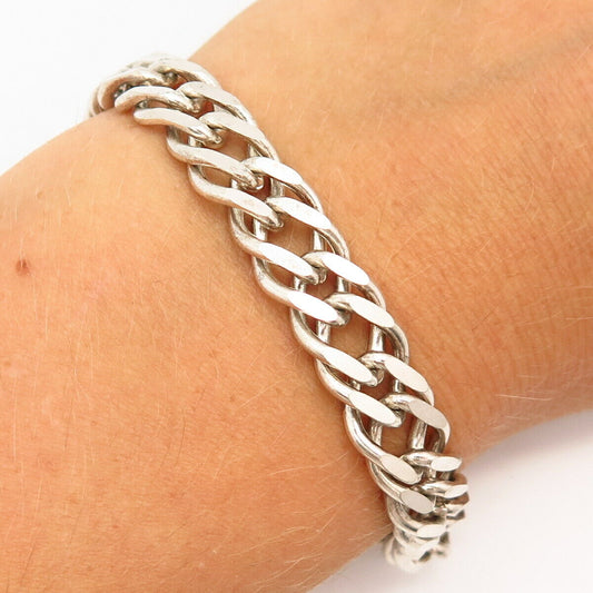 925 Sterling Silver Italy Double Cable Link Bracelet 6 3/4"