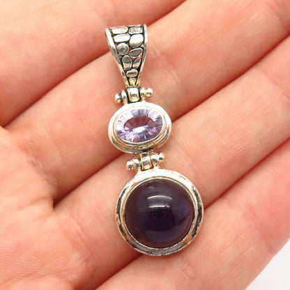 925 Sterling Silver J & T Real Amethyst Gemstone Pendant