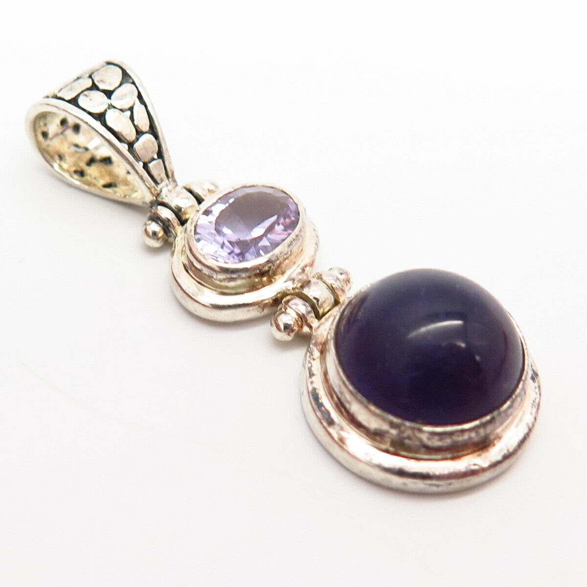 925 Sterling Silver J & T Real Amethyst Gemstone Pendant