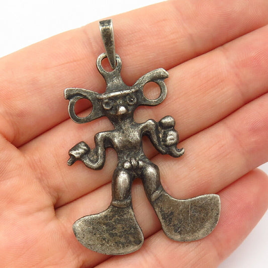 925 Sterling Silver Tribal Cowboy Design Large Pendant