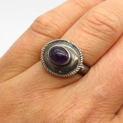 925 Sterling Silver Real Amethyst Gemstone Ring Size 7 1/4