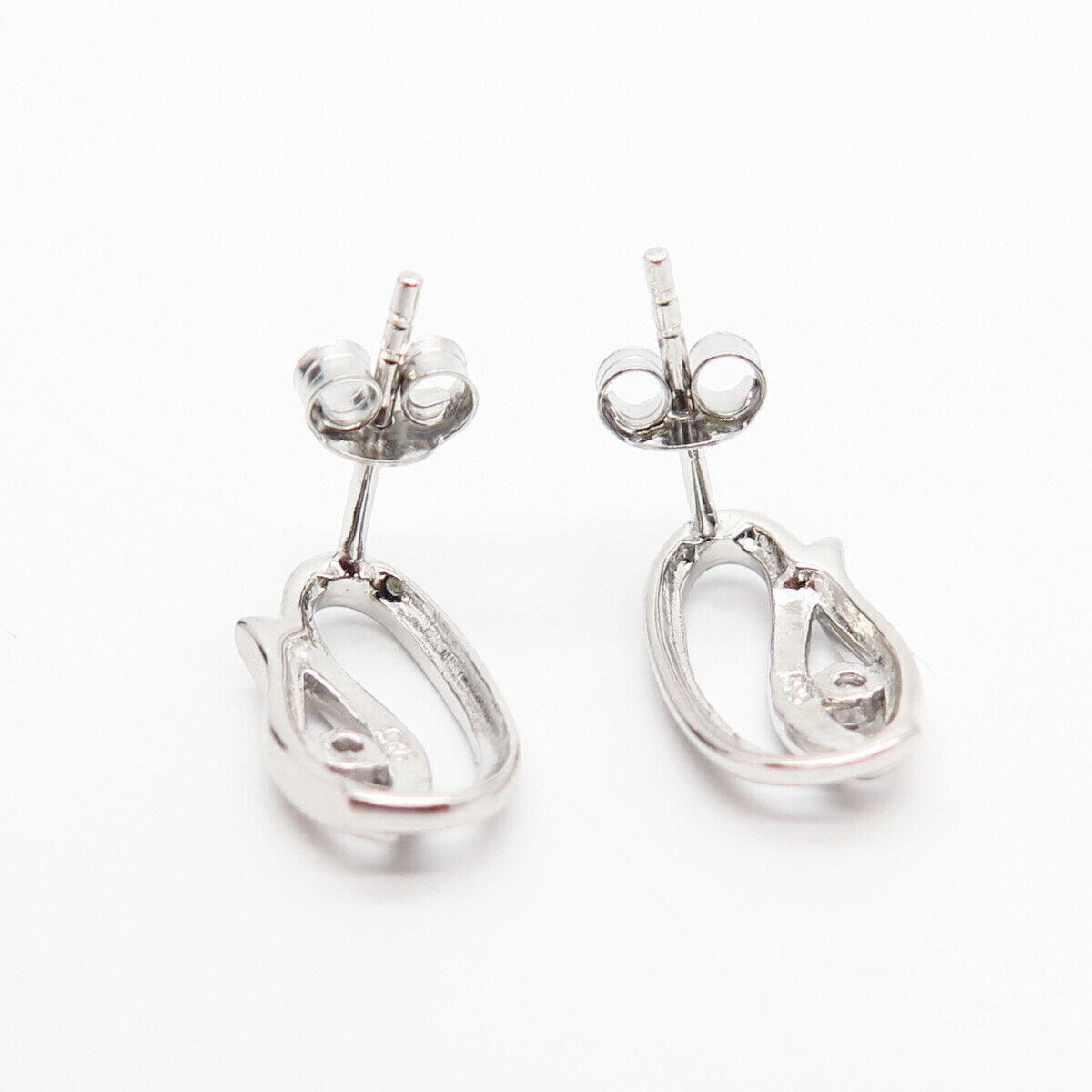 925 Sterling Silver C Z Fish Design Stud Earrings