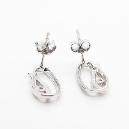 925 Sterling Silver C Z Fish Design Stud Earrings