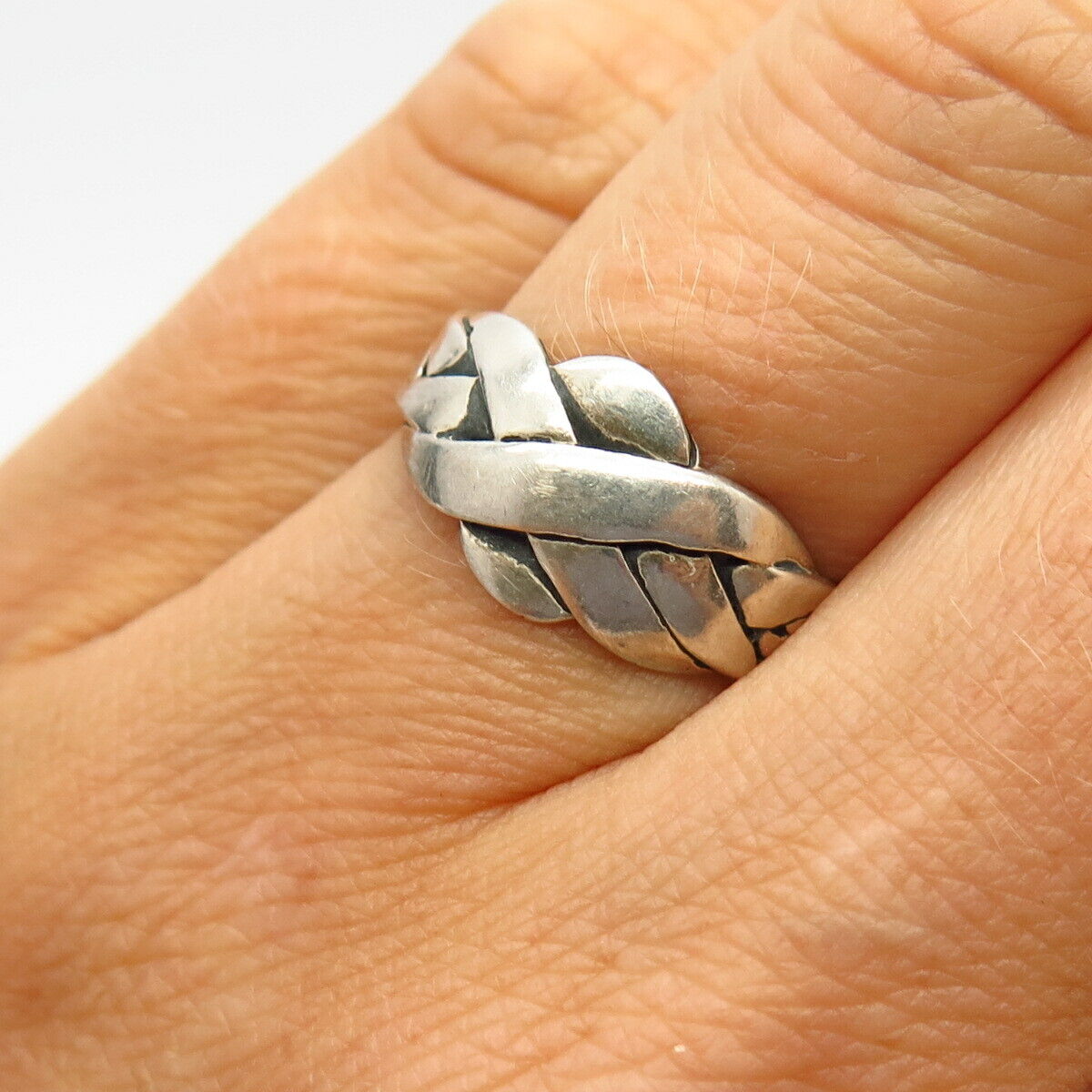 925 Sterling Silver Braided Knot Design Ring Size 7