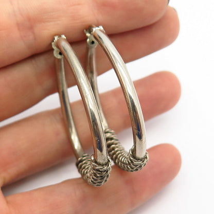 925 Sterling Silver Twisted Design Hoop Earrings