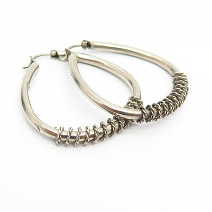 925 Sterling Silver Twisted Design Hoop Earrings