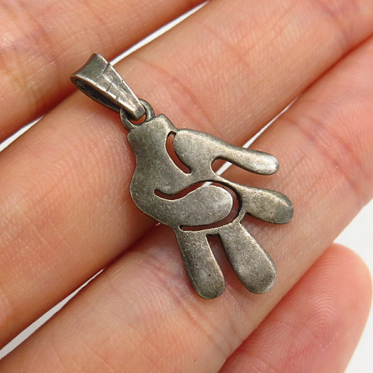 925 Sterling Silver Waving Glove / Child's Hand Design Pendant