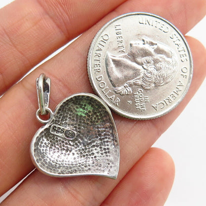 925 Sterling Silver Real Marcasite Gemstone Heart Design Pendant