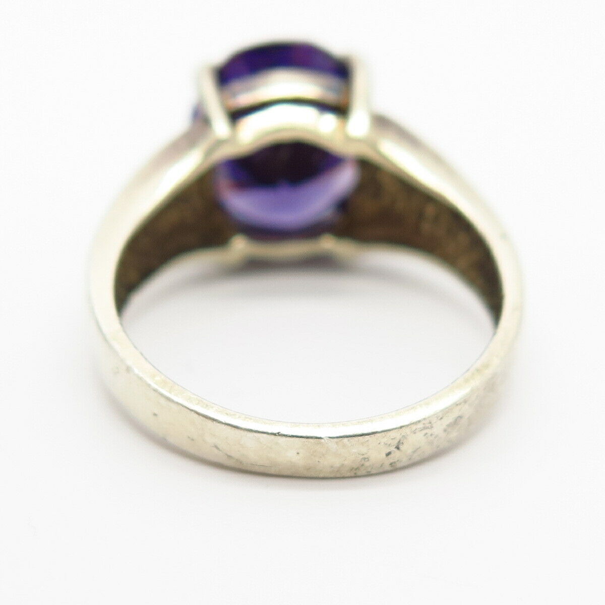 925 Sterling Silver Amethyst-Tone C Z Cocktail Ring Size 7