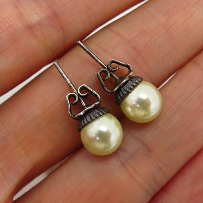 925 Sterling Silver Faux Pearl Stud Earrings