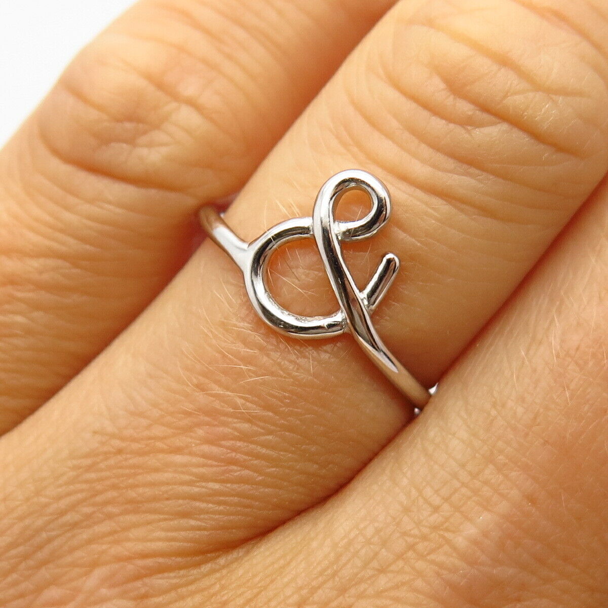 925 Sterling Silver "& / Ampersand" Design Ring Size 7