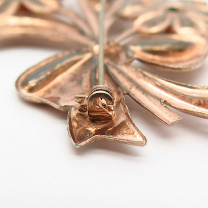 925 Sterling Silver Rose Gold Plated Vintage Floral Bouquet Design Pin Brooch