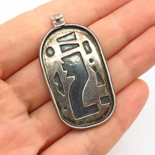 925 Sterling Silver Tribal Design Large Pendant