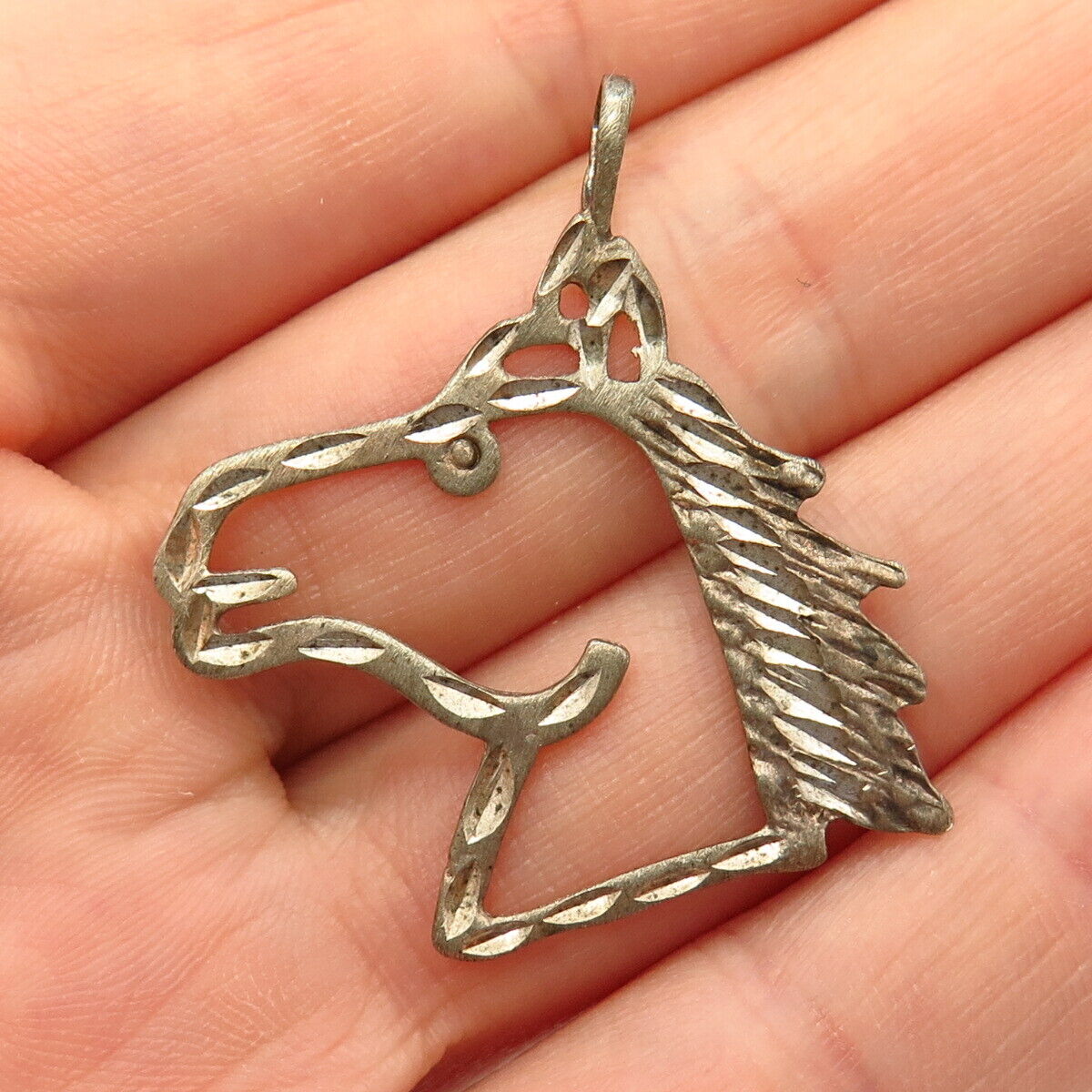 925 Sterling Silver Horse Head Design Pendant