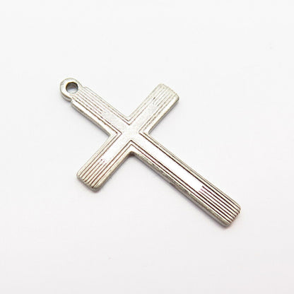 925 Sterling Silver Vintage Ribbed Design Cross Pendant