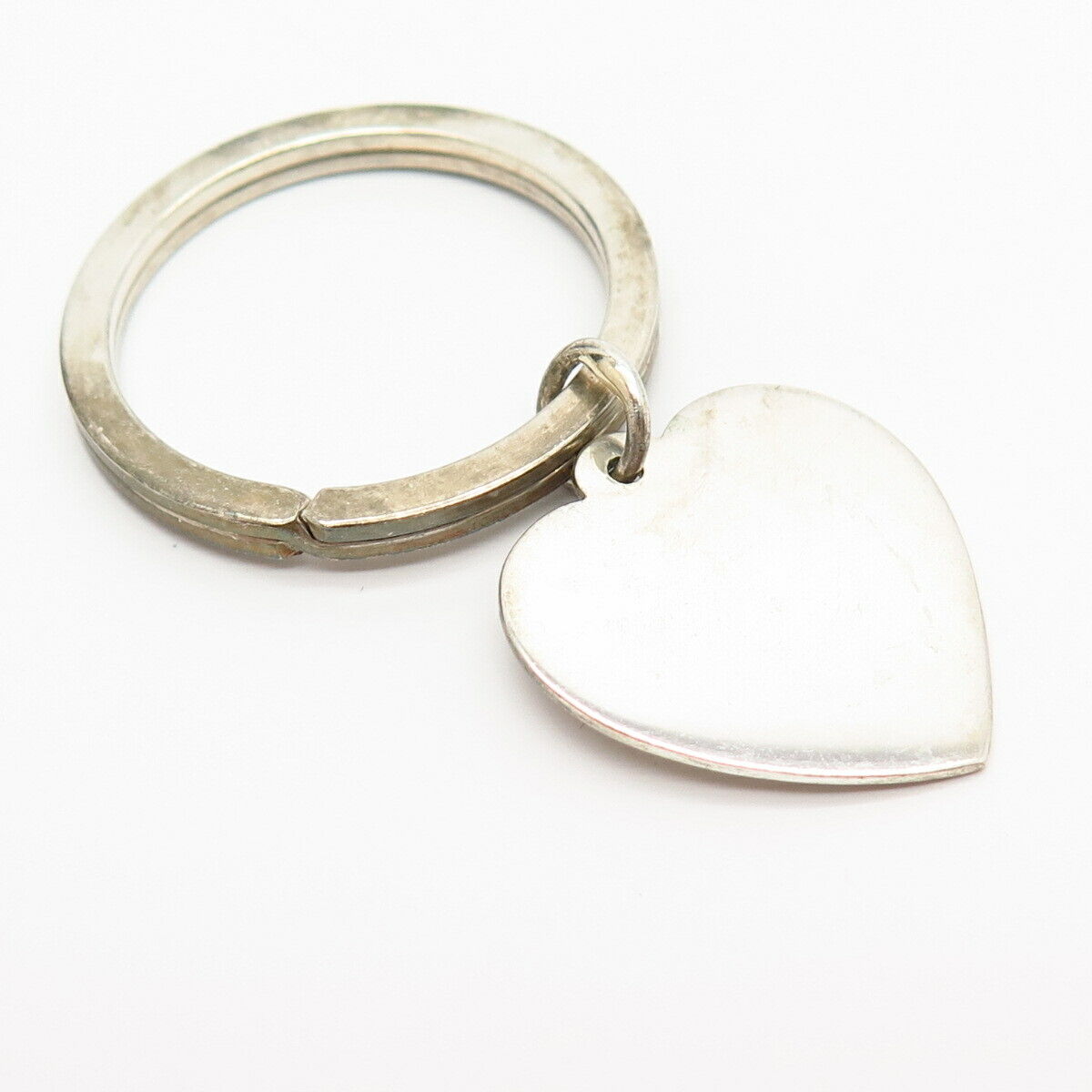 925 Sterling Silver Vintage JT Inman Heart Design Tag Key Ring