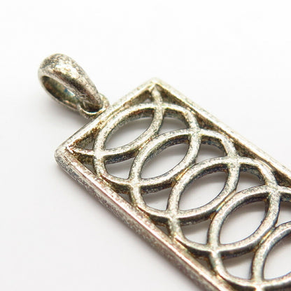 925 Sterling Silver Ornate Design Rectangle Pendant