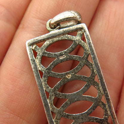 925 Sterling Silver Ornate Design Rectangle Pendant