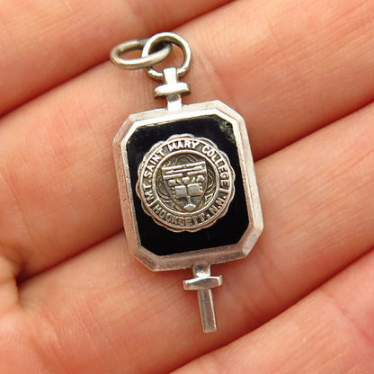 925 Sterling Silver Vintage Enamel "Mount Saint Mary College" Pendant