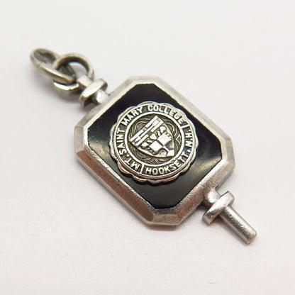 925 Sterling Silver Vintage Enamel "Mount Saint Mary College" Pendant