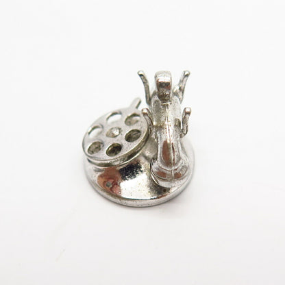 925 Sterling Silver Vintage Retro Rotary Phone Design Charm Pendant