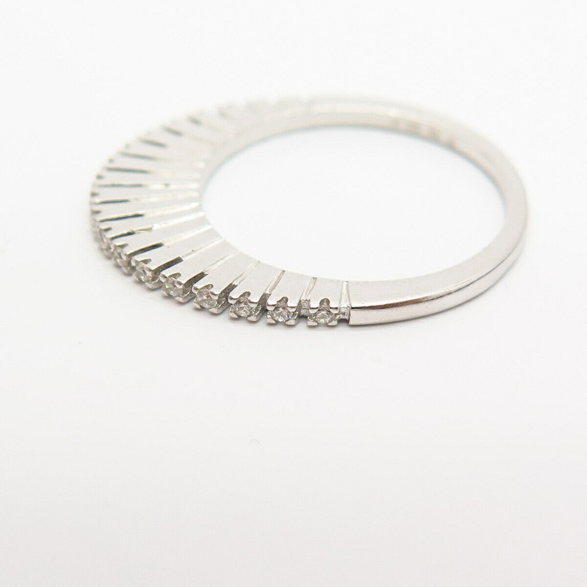 925 Sterling Silver C Z Domed Design Thin Stackable Ring