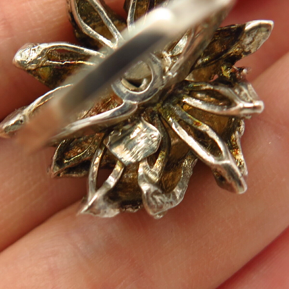 925 Sterling Silver Seaweed Design Statement Ring Size 5 3/4