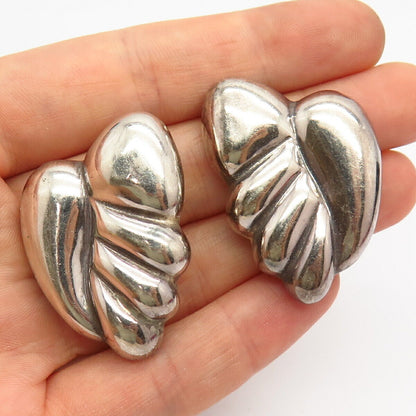 925 Sterling Silver Vintage Mexico Modernist Design Clip On Earrings