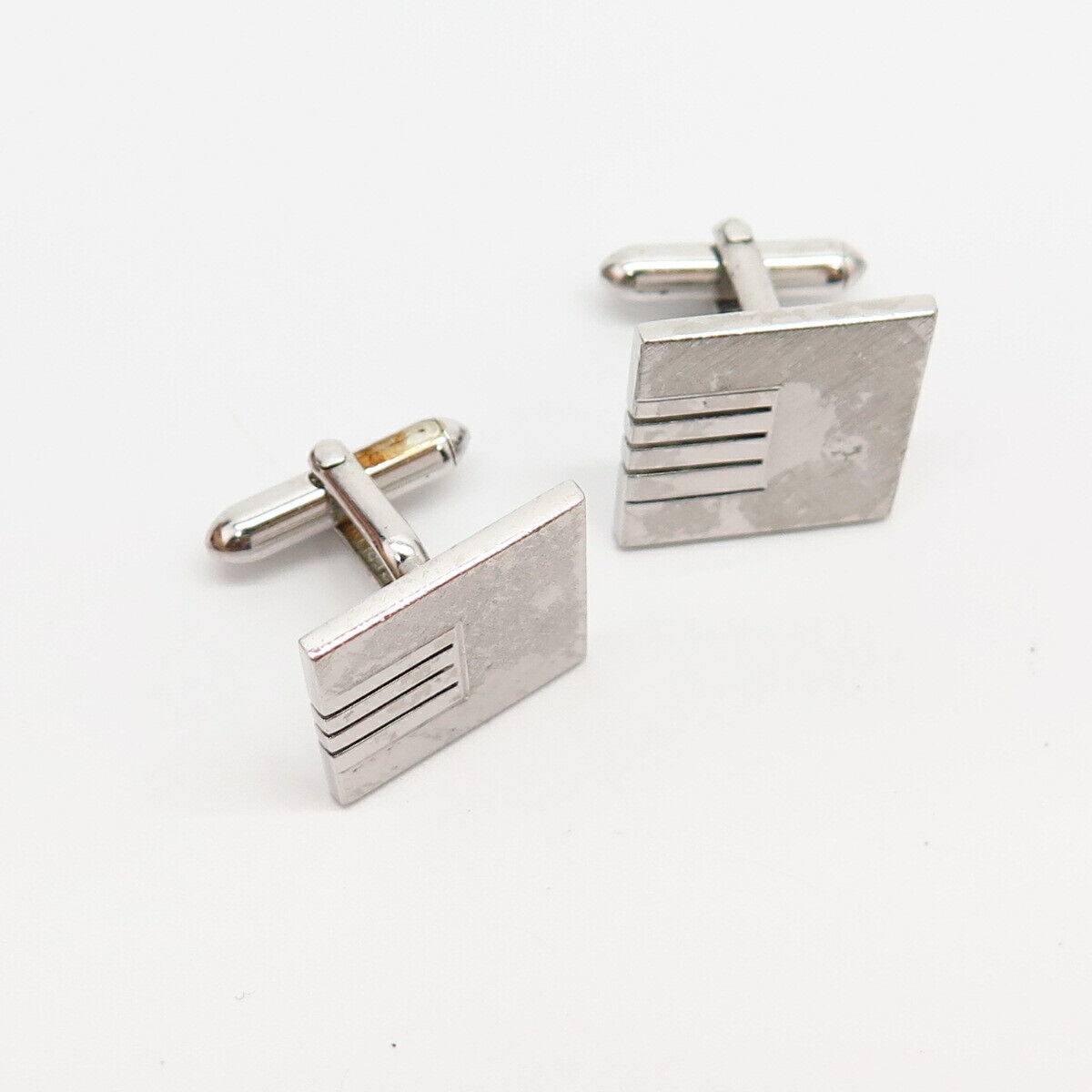 925 Sterling Silver Vintage Cutout Stripes Design Cufflinks