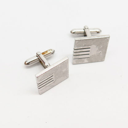 925 Sterling Silver Vintage Cutout Stripes Design Cufflinks