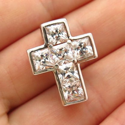 925 Sterling Silver C Z Cross Slide Pendant