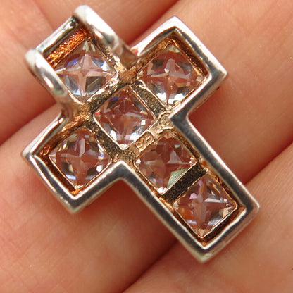 925 Sterling Silver C Z Cross Slide Pendant