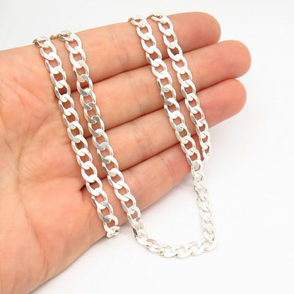 925 Sterling Silver Classic Cuban Chain Necklace 23"