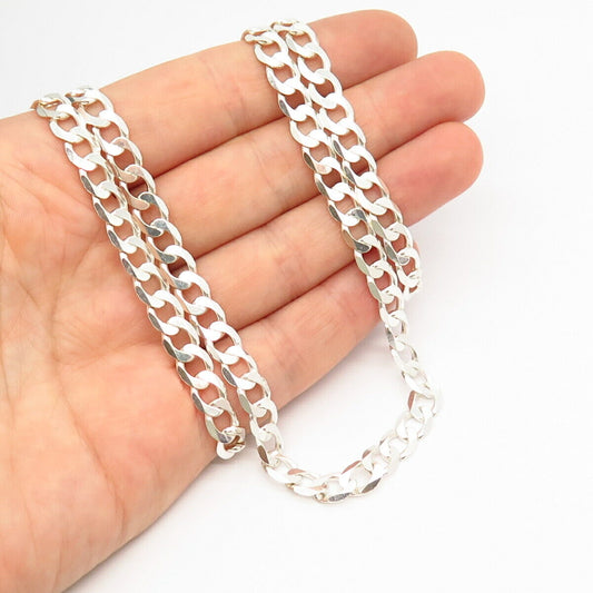 925 Sterling Silver Classic Cuban Chain Necklace 23"